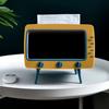 Tissue Box Holder Retro TV Shaped Tissue Case with Cell Phone Holder Multi-Functional Toilet Paper Napkin Dispenser for Room Bedroom Bathroom Dining