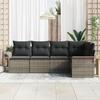 Garden Sofa Set with Storage 5 pcs Grey Poly Rattan