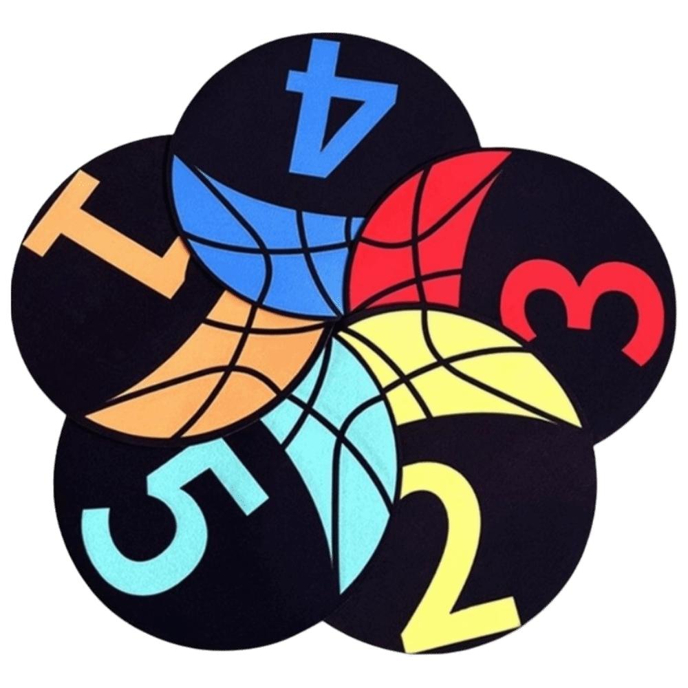 6PCS Rubber Basketball Spot Marker Anti-Slip Numbered Practice Mats  Basketball Dribbling
