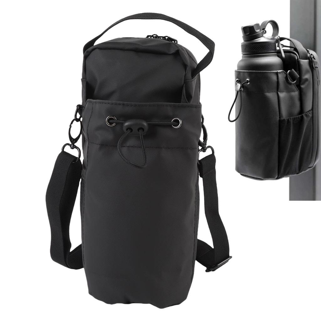 Magnetic Gym Sling Bag for Men Women with Water Bottle Holder Gym Pouch for Travel Sports Work Fitness Polyester Black