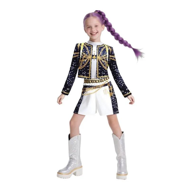 Anime Girls Zoey Mira Cosplay Costume Kids Fancy Party Dress Idol Movie Cosplay Halloween Carniva Clothes Golden Stage OZBZBD