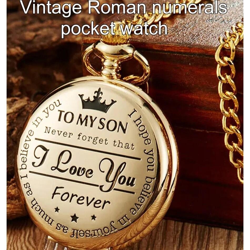 Antike Steampunk Vintage römische Ziffern Quarz Taschenuhr Goldgehäuse Halskette Anhänger Uhr Kette Herren Damen