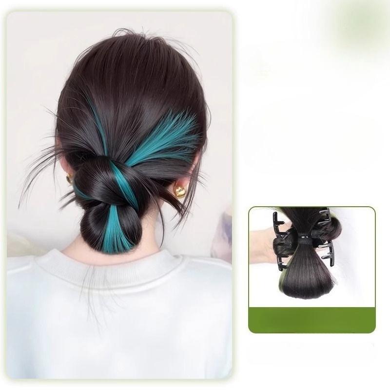 Women Simple Hair Claw Lazy Feather Ponytail Claw Korean Fashion Meatball Crab Clip Fake Hair Clamp High Ponytail Accessories