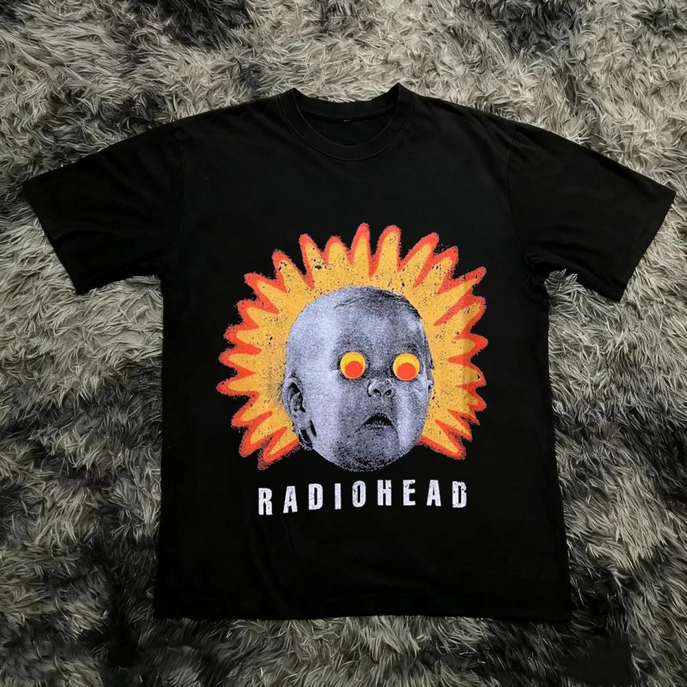 Radiohead The Bend Cat Graphic Print Short Sleeves Tshirt Unisex Unisex Summer 90s Retro Rock Music Tshirt Casual Y2k Streetwear