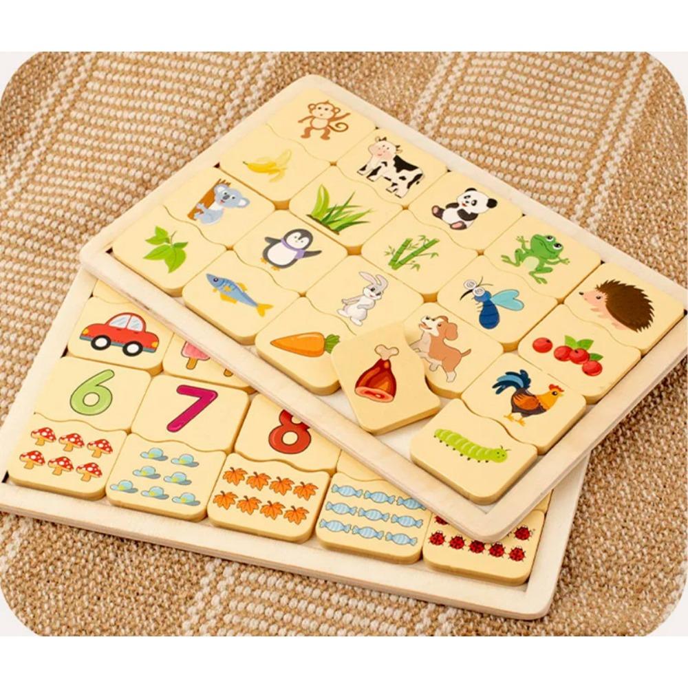 Kids Number Animal Cognitive Matching Puzzle Montessori Concentration Memory Training Wooden Educational Toys for Children