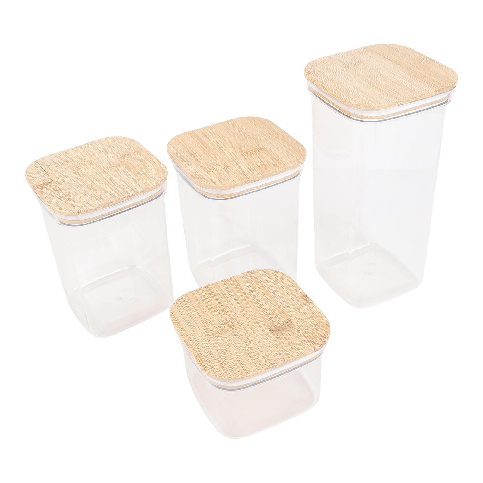 

Food Storage Jars Plastic tight Containers with Bambusoideae Lids Kitchen Clear Canisters for Grain Nuts Tea