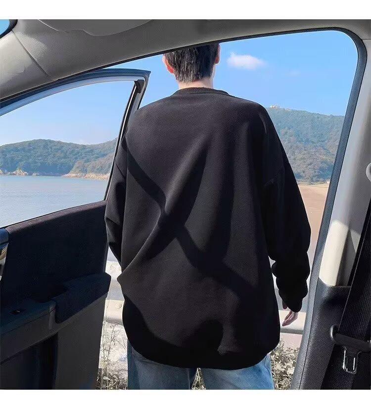 Men's Heavyweight Boxy Sweatshirt: Spring/Autumn Loose Casual Round Neck, Drop Shoulder, Long Sleeve T-Shirt