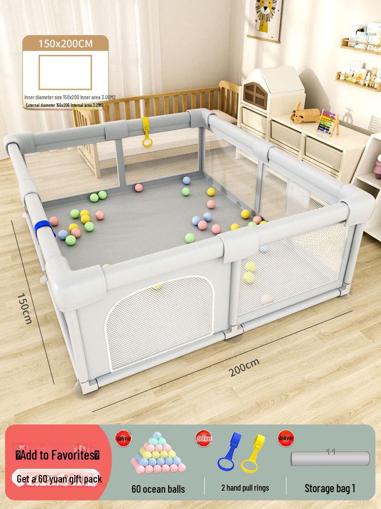 Baby Play Fence with Crawling Mat and Guardrail for Toddlers
