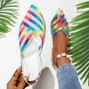 Women Sandals Women Flats Shoes 2025 Summer New Flat Hole Shoes Female Beach Jelly Sandals Simple Rainbow Plastic Sandals