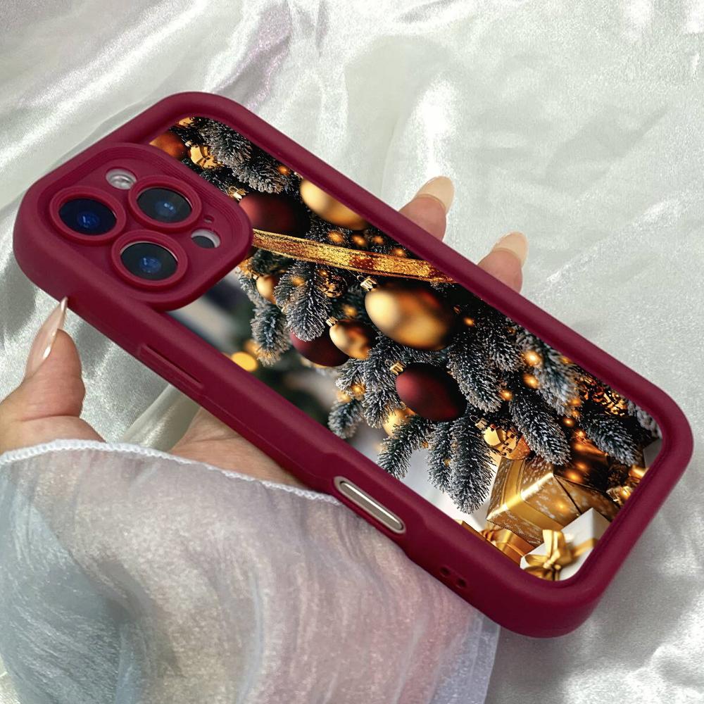 JT62 Beauty Merry Christmas Tree Phone for iPhone 17 Pro Max Samsung S26 S25 Ultra A17 A16 A07 Xiaomi 15T Redmi Note 14 Pro Plus Soft TPU Case Cover