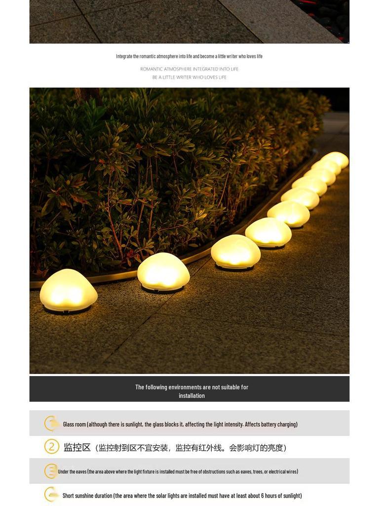 Outdoor Solar Pebble Lights - Waterproof Garden & Lawn Decorative Landscape Stones