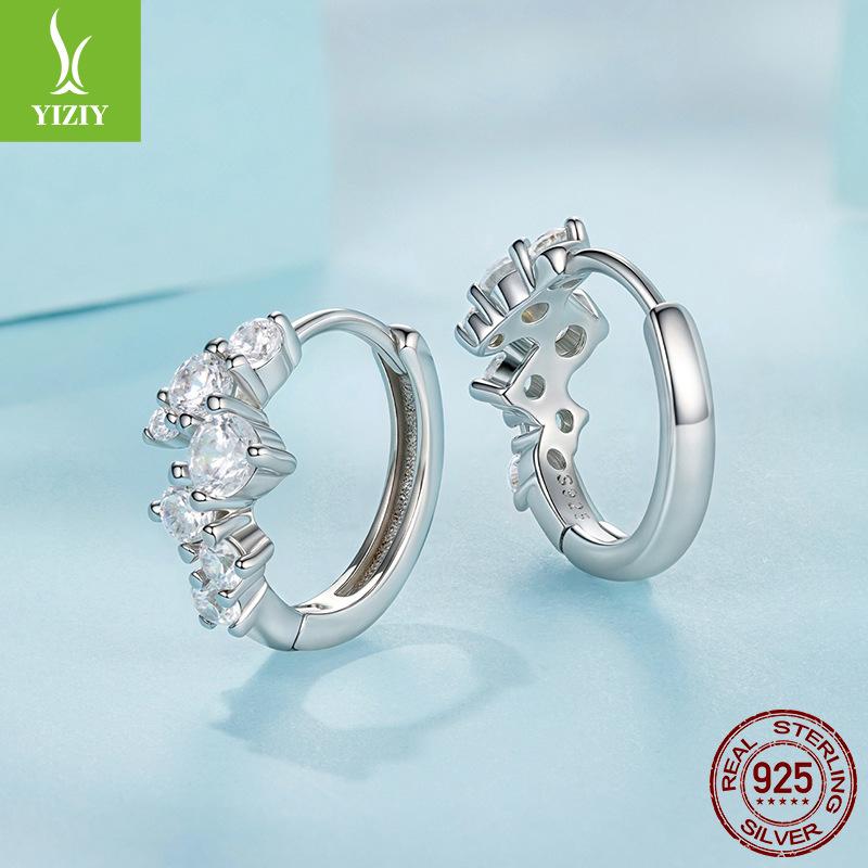 Exquisite Flash Zircon Ear Buckle Women'S Light Luxury Versatile Fashion S925 Sterling Silver Earrings Earrings