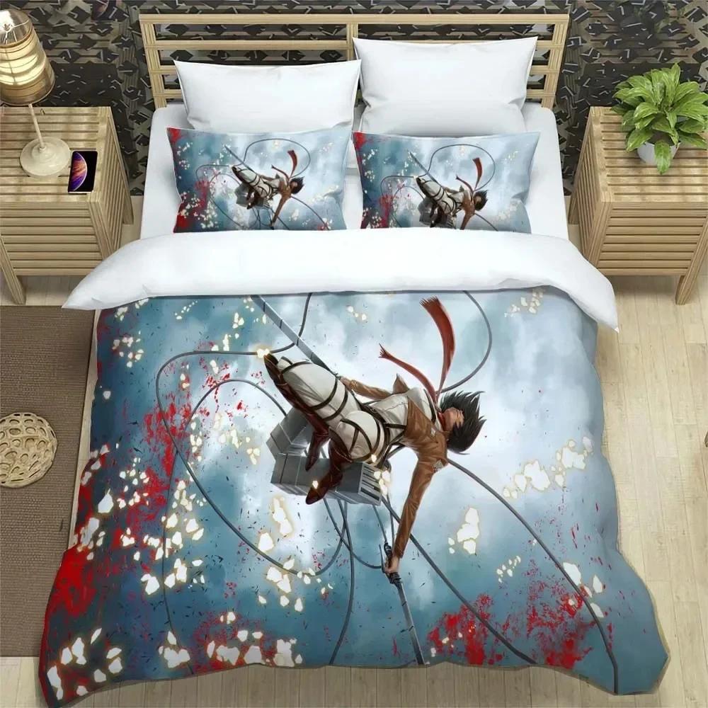 Attack On Titan Printed Polyester Bedding Bedding Set Quilt Cover Pillowcase Soft and Comfortable Customizable
