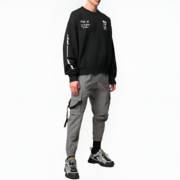 Off-White Mona Lisa Print Crew Neck Sweatshirt Men Tops Black OMBA035S190030051020