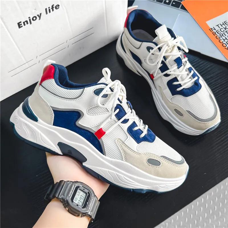 Fashion Cushioned Insole Mesh Upper Men's Casual Sneakers Running Miked Colour Breathable Simple On Clearance Korean Male Sports Shoes