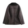 2023 Plus Size Shearling Lapel Jacket for Women - European & American Style Autumn/Winter Fashion