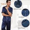 2-teiliges Pyjama-Set für Herren aus Seidensatin mit Reverskragen und Button-Down-Pyjamaoberteil mit Brusttasche, elastischer Bund und Hose, Nachtwäsche