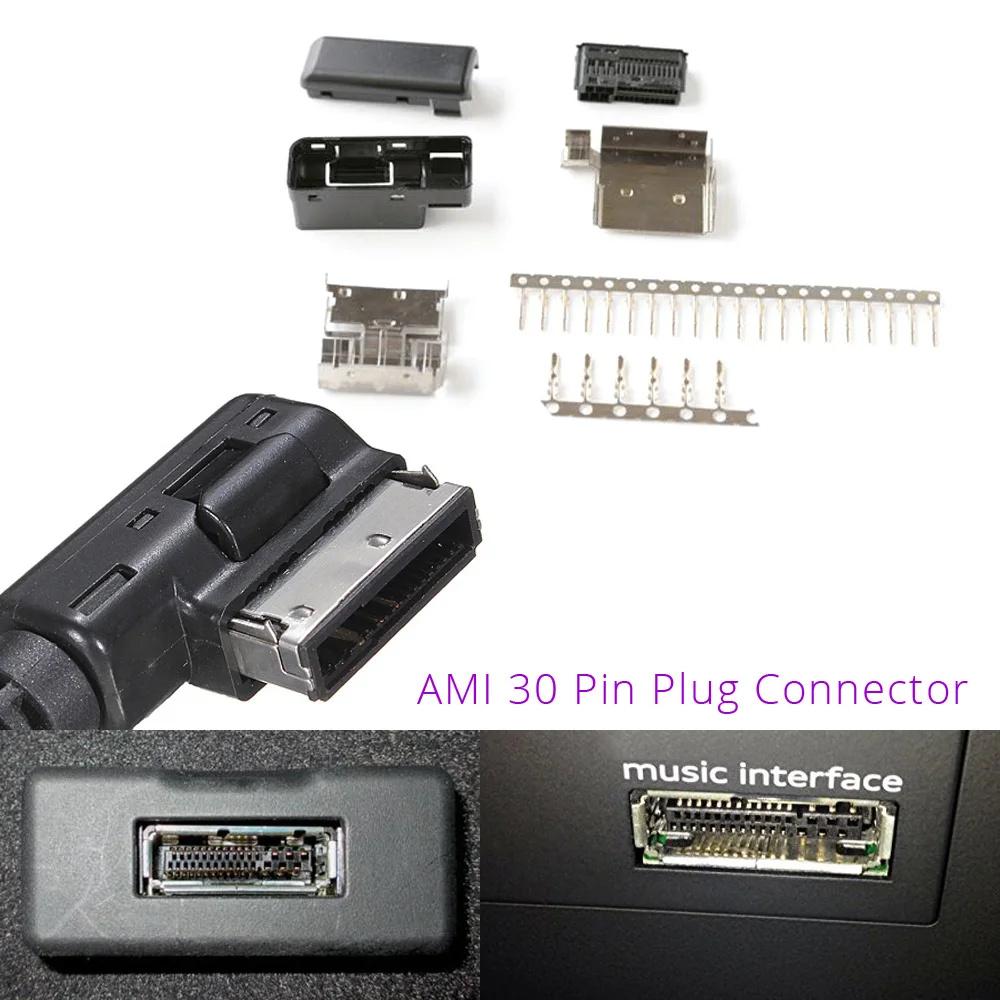 Car Multimedia Music Interface For Benz AMI 30 Pin Plug Connector AUX USB Socket