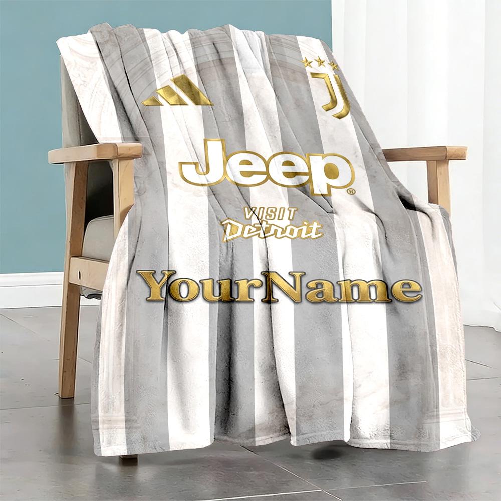Juventus Customize Text Blanket Multi-purpose Personalized Blanket Soft Warm Cozy for Bedding Sofa Bed Livingroom for All Occasions
