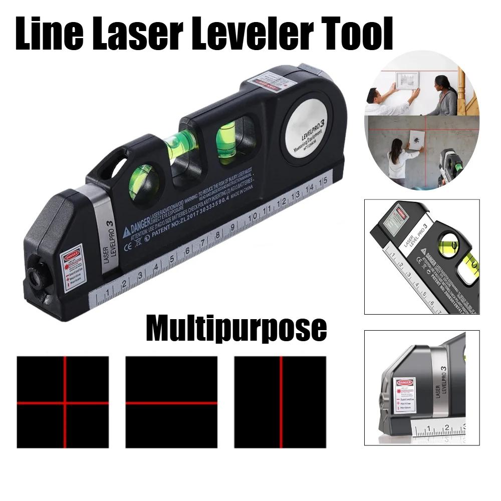 Laser Level Multipurpose Line Laser Leveler Tool Cross Line Lasers With 8FT 2.5M Standard Measure Tape and Metric Rulers