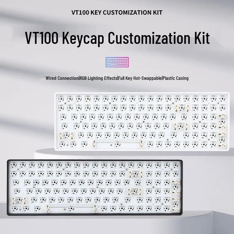 

VT-100 RGB Backlit Mechanical Keyboard Kit, Hot-swappable, Supports 3/5-pin Switches, N-Key Rollover. Black RGB Backlit - Full Key Hot-swappable