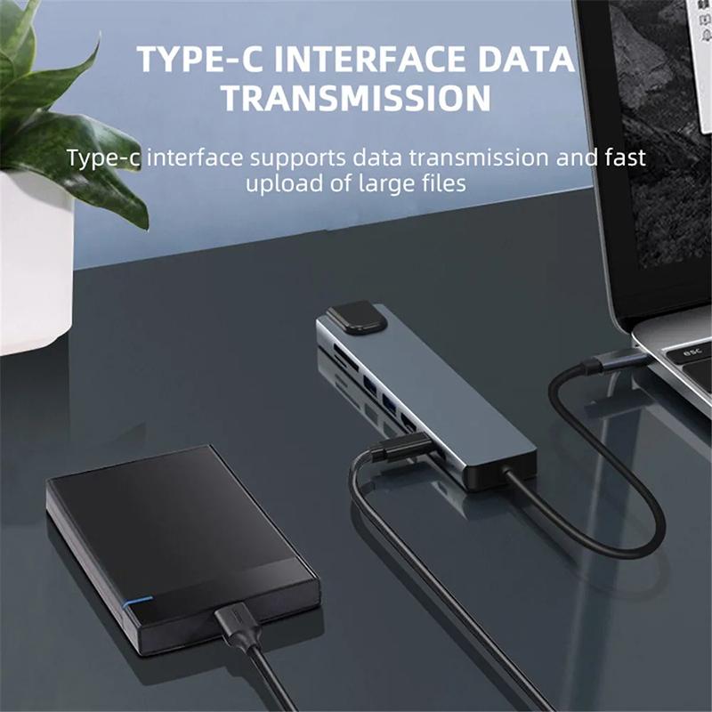 Usb-C Hub 8In1 Type C Adapter Multiport Usb3.0 Pd Charging Port Tf Sd Card Reader Mobile Phone Tablet Converter