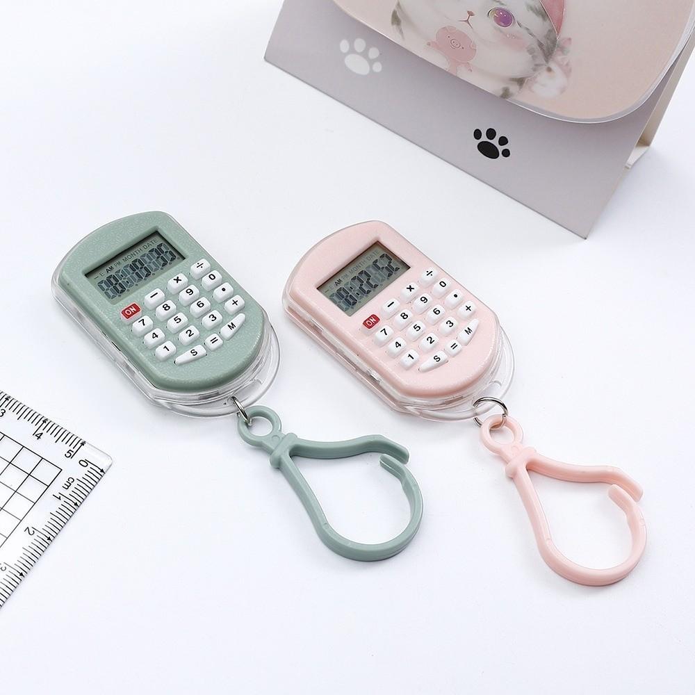Mini Calcolatrice Portatile Portachiavi con Display dell'Ora Ciondolo Calcolatrice Cancelleria per Studenti