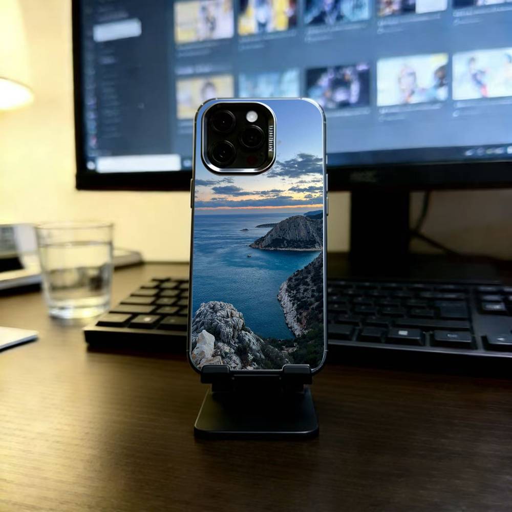 Marine landscape Phone Case For iPhone 17,16,15,14,13,12,11 Plus,Pro Max,XS,Colorful Silver Phone case Funda Cover