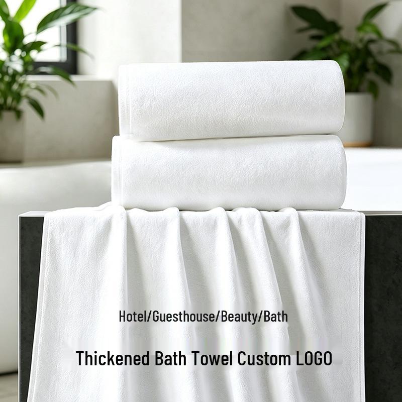 Extra Large Pure White Cotton Bath Towel: Ideal for Hotels, Guesthouses, B&Bs, Salons, and Clubs - Custom Logo Available
