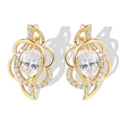 Neue Luxus Braut Hochzeit Ohrringe Gold Farbe Eingelegte Brillante Kristall Zirkonia Temperament Elegante frauen Ohr Schmuck