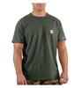 Carhartt Force Cotton Short Sleeve Relaxed Green Men's T-Shirt, Henley, Fit, Size X-Large, Color