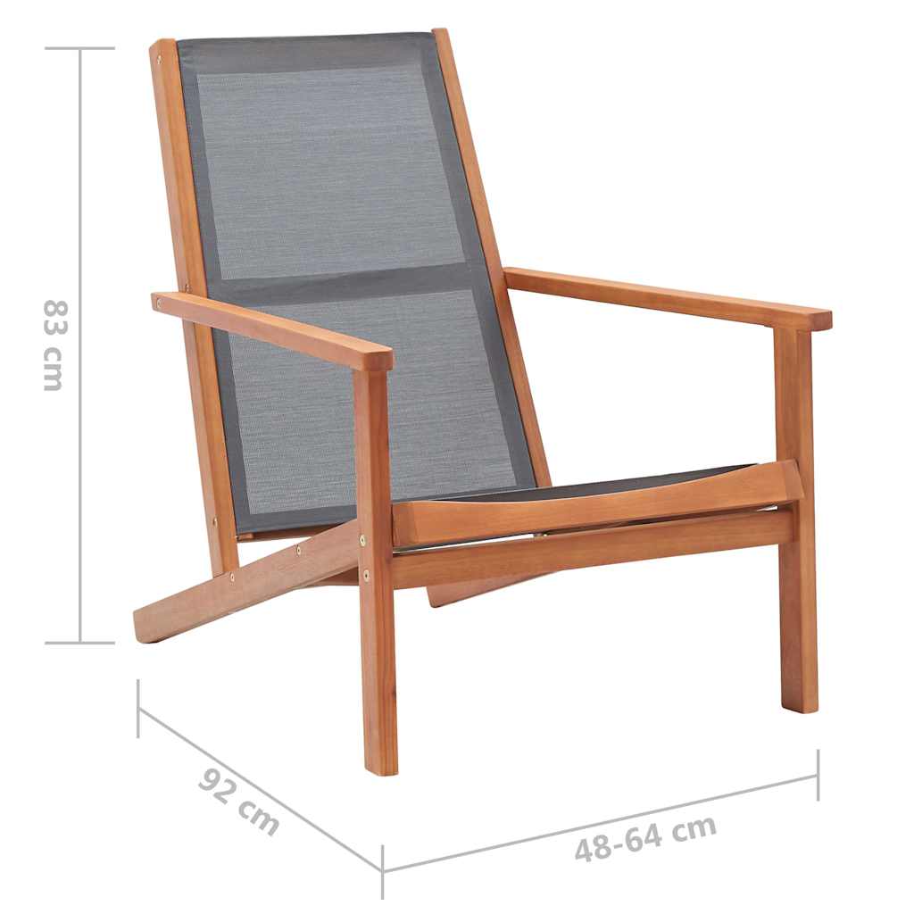 Garden Lounge Chair Gray Solid Eucalyptus Wood and Textilene