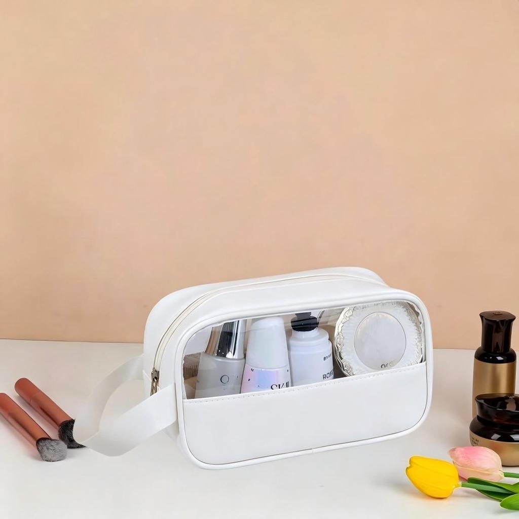 PVC Transparent Waterproof Travel Makeup and Toiletry Bag - Portable, Large Capacity Storage
