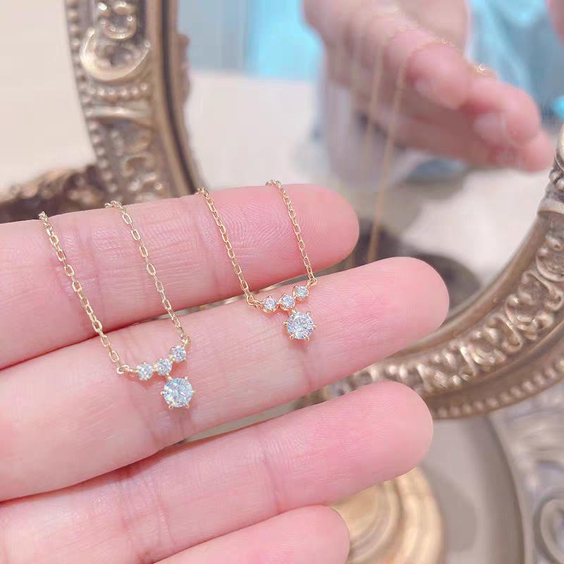 Japanese 925 Sterling Silver K Gold Plated Zircon Water Drop Necklace - Winter Christmas Limited Edition