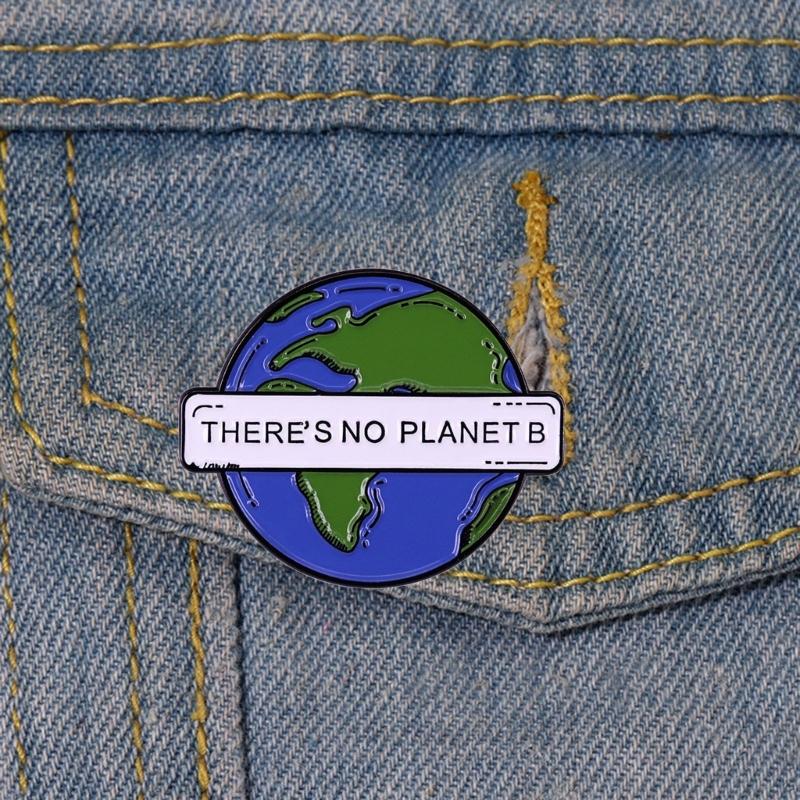 Save The Earth Environmental Sustainable There Is No Planet Climate Change Earth Enamel Pin Cute Earth Map Badge Brooch