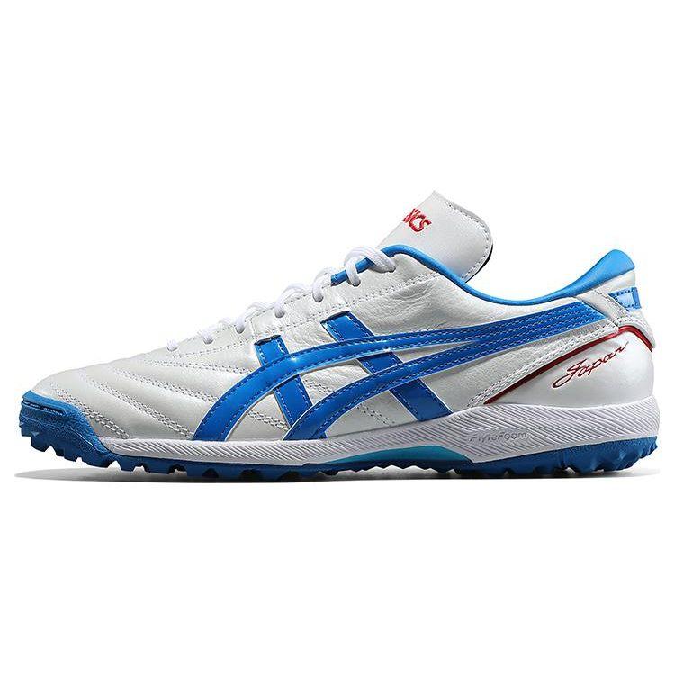 Asics C3 FF Round Toe Lace-Up TF (Rubber Studs) Firm Ground Artificial Grass Kangaroo Leather Soccer Shoes Men soccer shoes Blue 1113A032-101