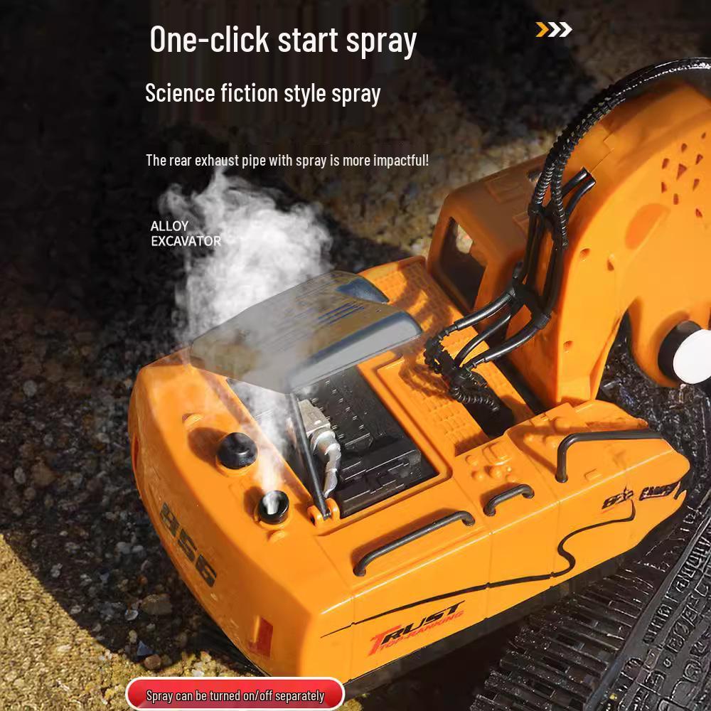 Children's Remote Control Excavator Toy - Large Electric Alloy Digger with Spraying Feature