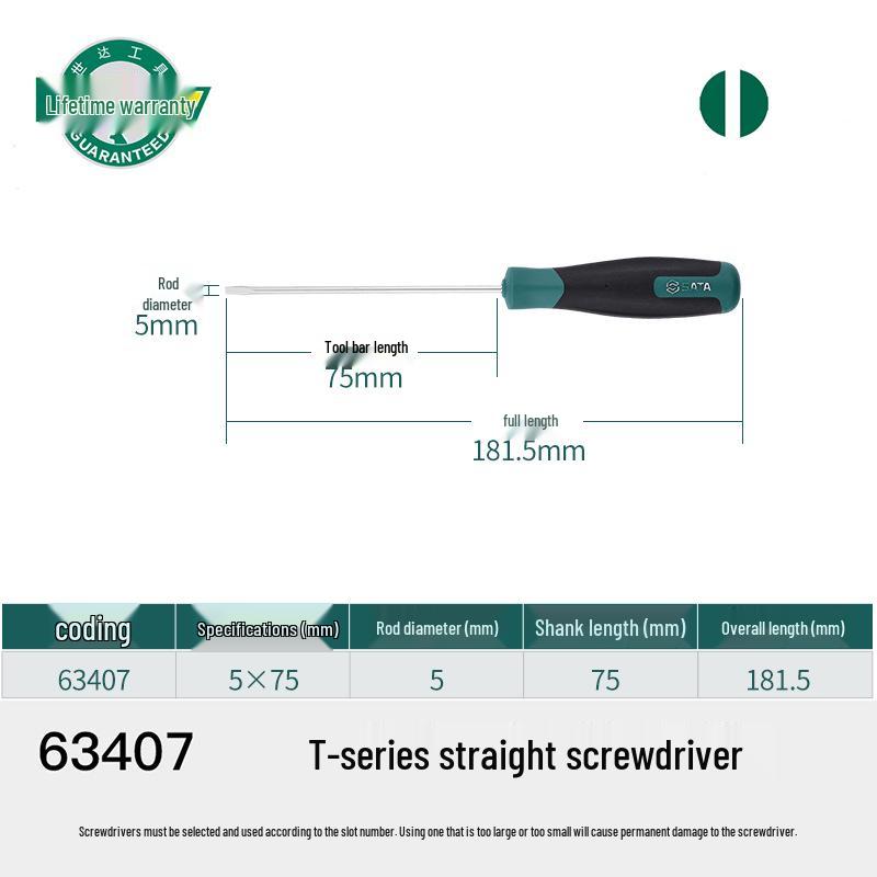Sata T-Series Flathead Screwdriver (63402-63417) Tool