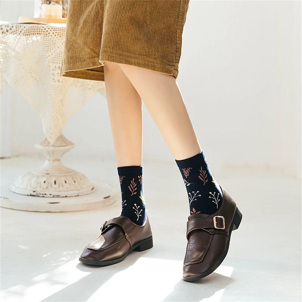 Socks Seamless Pure Cotton Sock Maple Leaf Warm Socks Japanese Style Print Socks Sleeping Hosiery