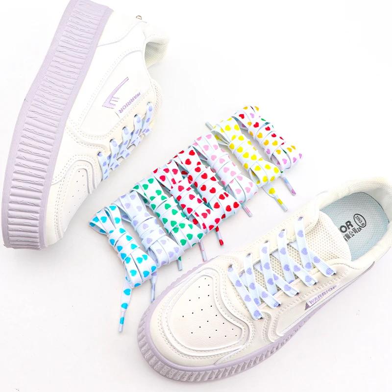 Flat Shoelace Love Heart Shoelaces for Sneakers Casual High Canvas Shoe Laces for AF1/AJ1 Women Men Shoestrings Shoes Accesories