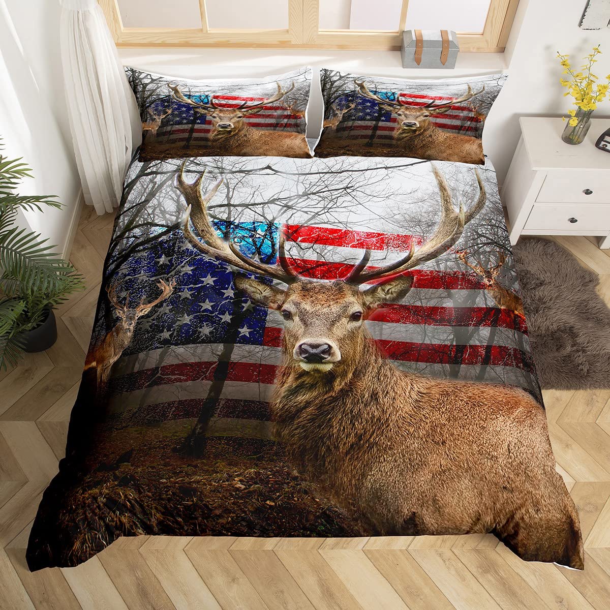 

Comforter Camo Deer Antlers Arrow Pattern Bedding Set Stripes Gird Camouflage Comforter Microfiber King Comforter (quilt)-EU Single(135*200cm)3pcs