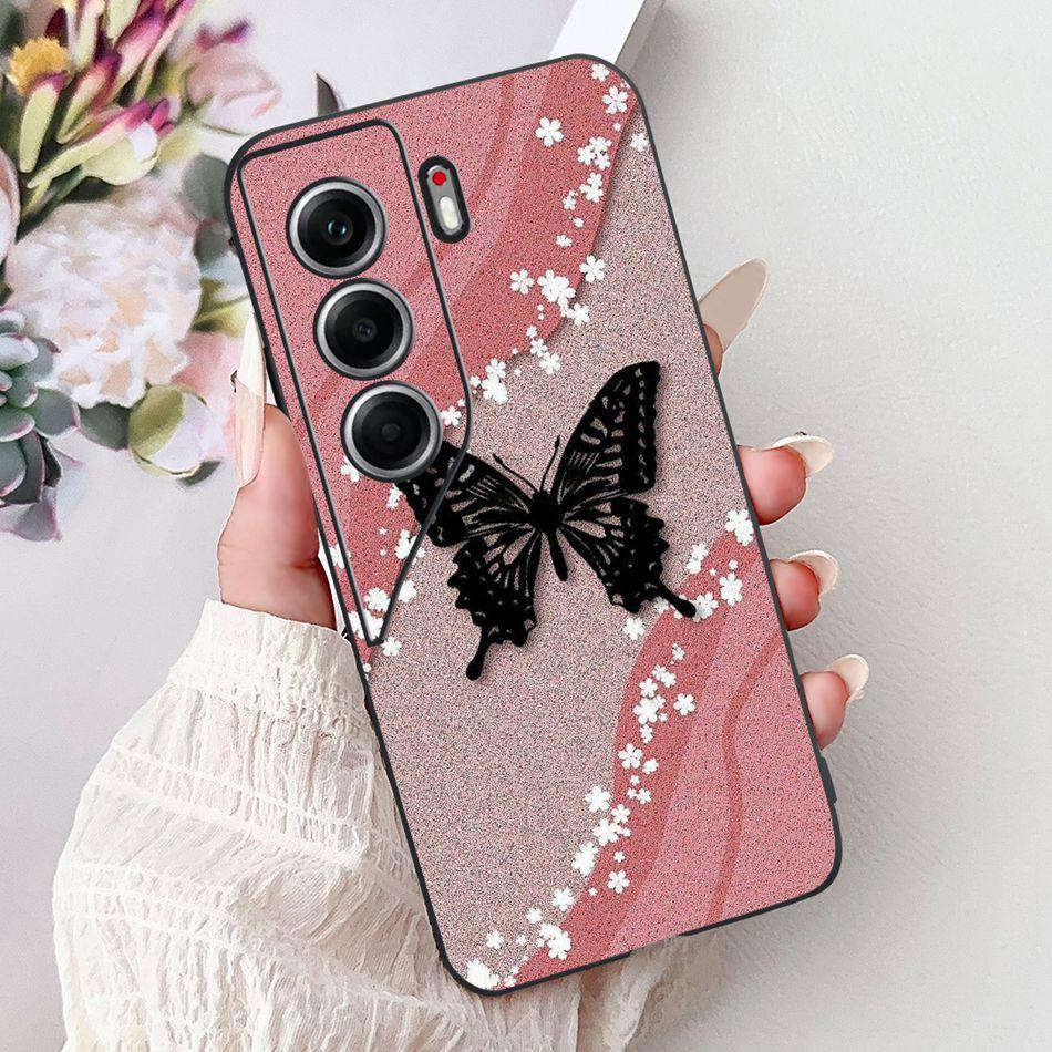 For Tecno Camon 40 Pro 4G Camon40 Elegant Floral Cat Phone Case For Camon 40 40Pro 4G CM6 CM5 Black Silicone Soft Cases Bumpers