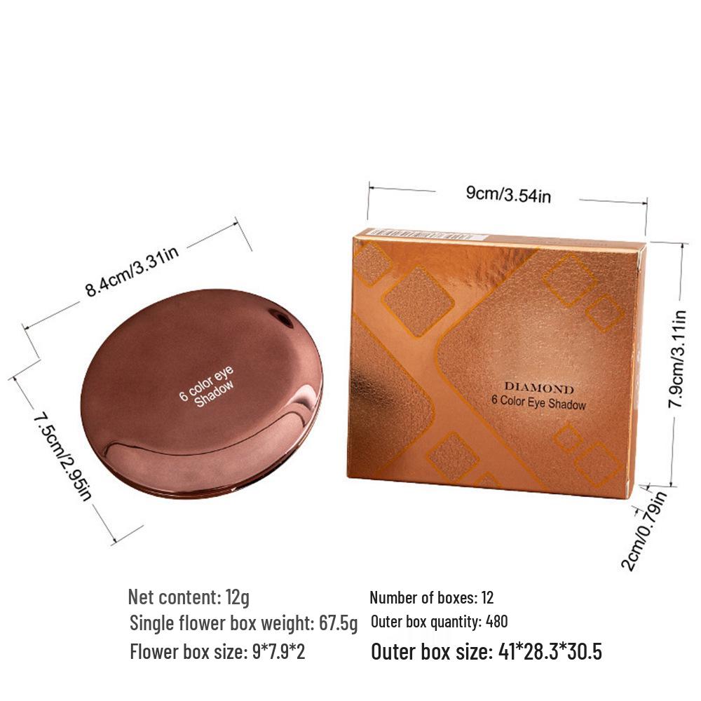 Silky Six-Color Earth Tone Eyeshadow Palette: Matte & Pearlescent Shades for Beginners