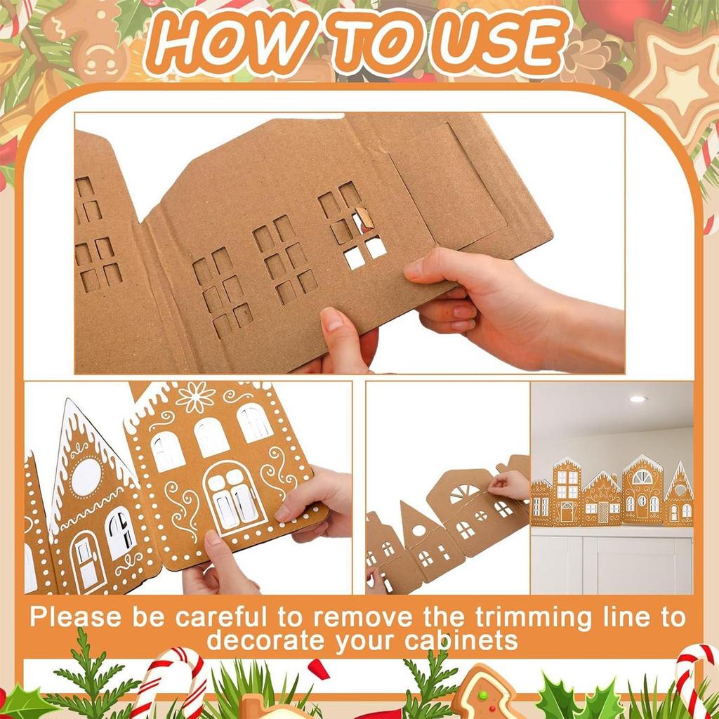 Christmas Village Buildings with String Lights Rustic Home Decor LED Lighted Gingerbread House Christmas Decor for Home Decor