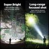 High Power Bright LED Flashlight Built-in Battery USB Rechargeable Outdoor Camping Light Portable Torch Emergency Lighting