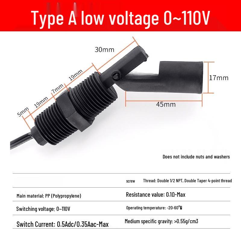 Low Voltage Duckbill Side Mount Plastic Float Switch