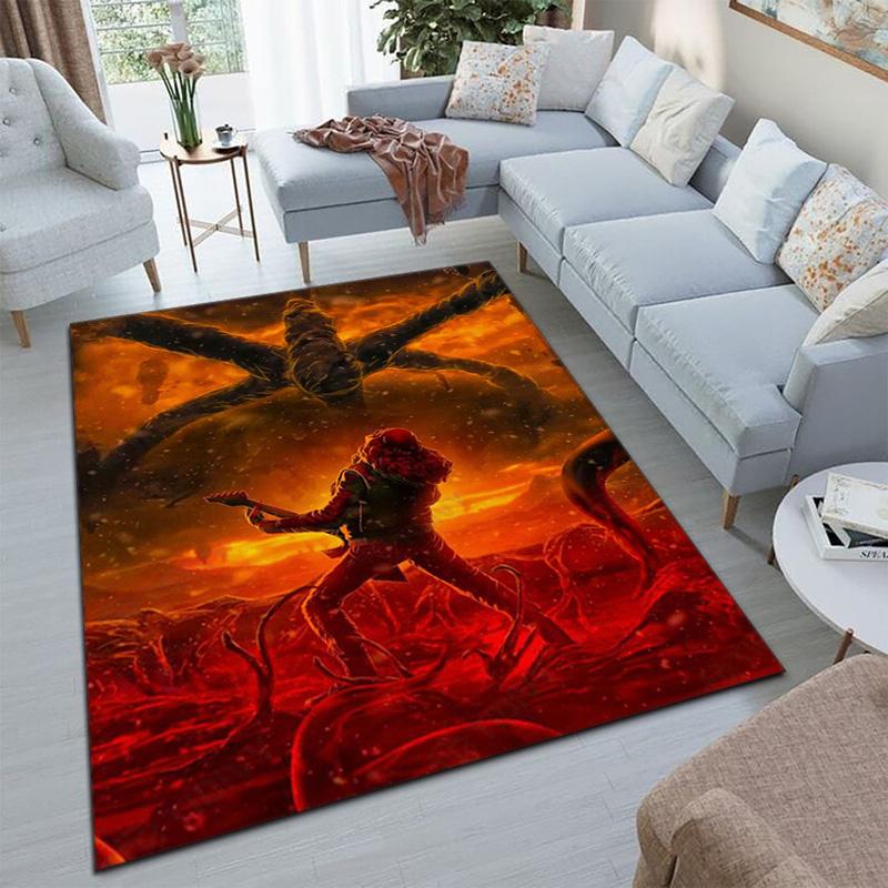 Halloween Horror Horror Theme Stranger Things Carpet Home Living Room Decoration Table and Chairs Anti Slip Door Mat Outdoor Picnic Mat Carpet A12