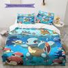Pokémon Cartoon Pattern Bedding Home Decoration Birthday Gift (1 * duvet cover + 2 * pillowcase, without core)