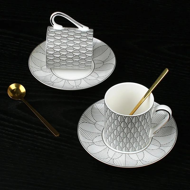 Ceașcă de cafea simplă și elegantă din ceramică porțelan osos, ceașcă de ceai de după-amiază de restaurant de înaltă clasă, farfurie, cană. Potrivită pentru mașina de spălat vase