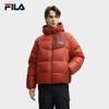 FILA Original Fashionable Personality Bright Duck Down Lightweight Warm Loose Hooded Down Jacket Men Outerwear Water-Red F11M549901FRD